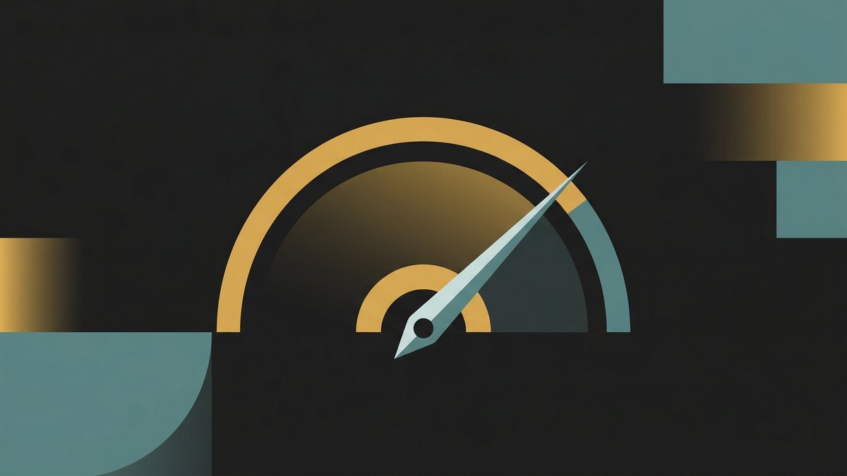 Abstract credit score gauge pointing to the high range illustrating credit score explained and how to improve your score