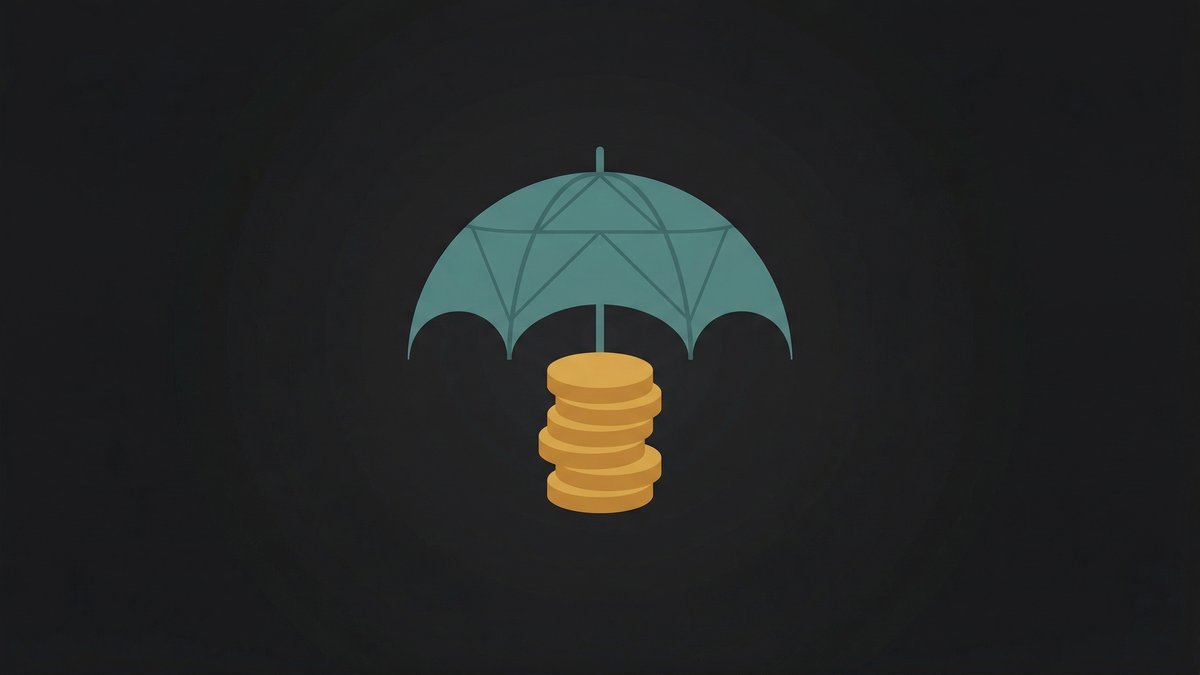 Abstract umbrella protecting coins illustration showing how to build an emergency fund from zero