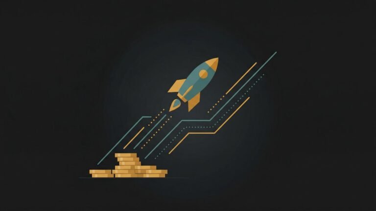 Abstract rocket launching from coins illustration showing how to invest in your 20s for long-term wealth building