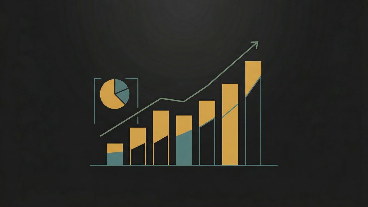Abstract illustration of index fund growth chart showing long-term compound investing returns for beginners