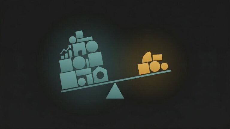 Abstract balance scale with assets outweighing liabilities illustrating net worth explained and how to calculate your financial position